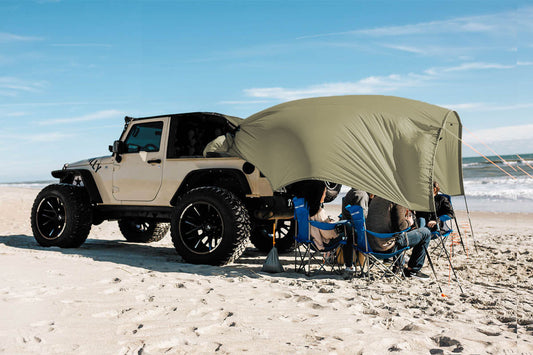 2 in 1 Rain Cover and Tailgate Tent Coyote Color Wrangler Only