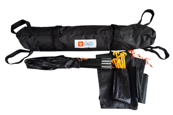 rail Gear Oasis Jeep Trail Cover and Sun Shade complete kit with storage bag, poles, and stakes