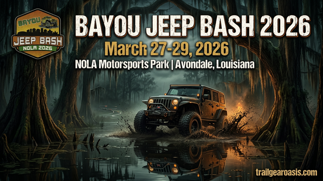 Jeep Wranglers lined up at Bayou Jeep Bash in New Orleans Louisiana