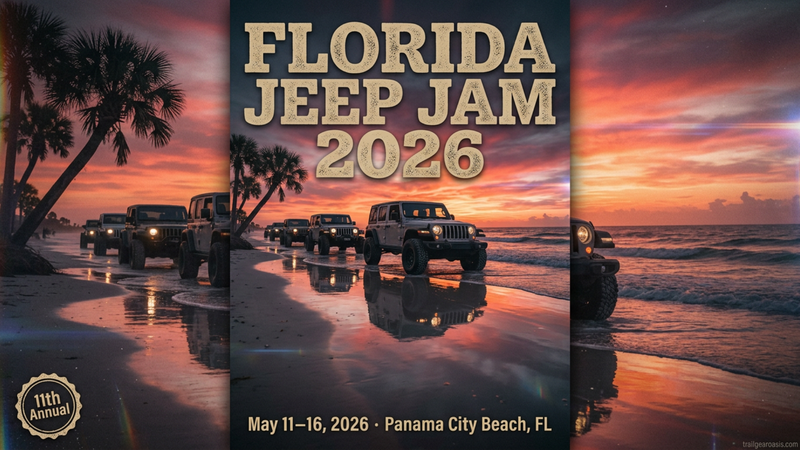Florida Jeep Jam 2026 Panama City Beach event May 11-16 Trail Gear Oasis