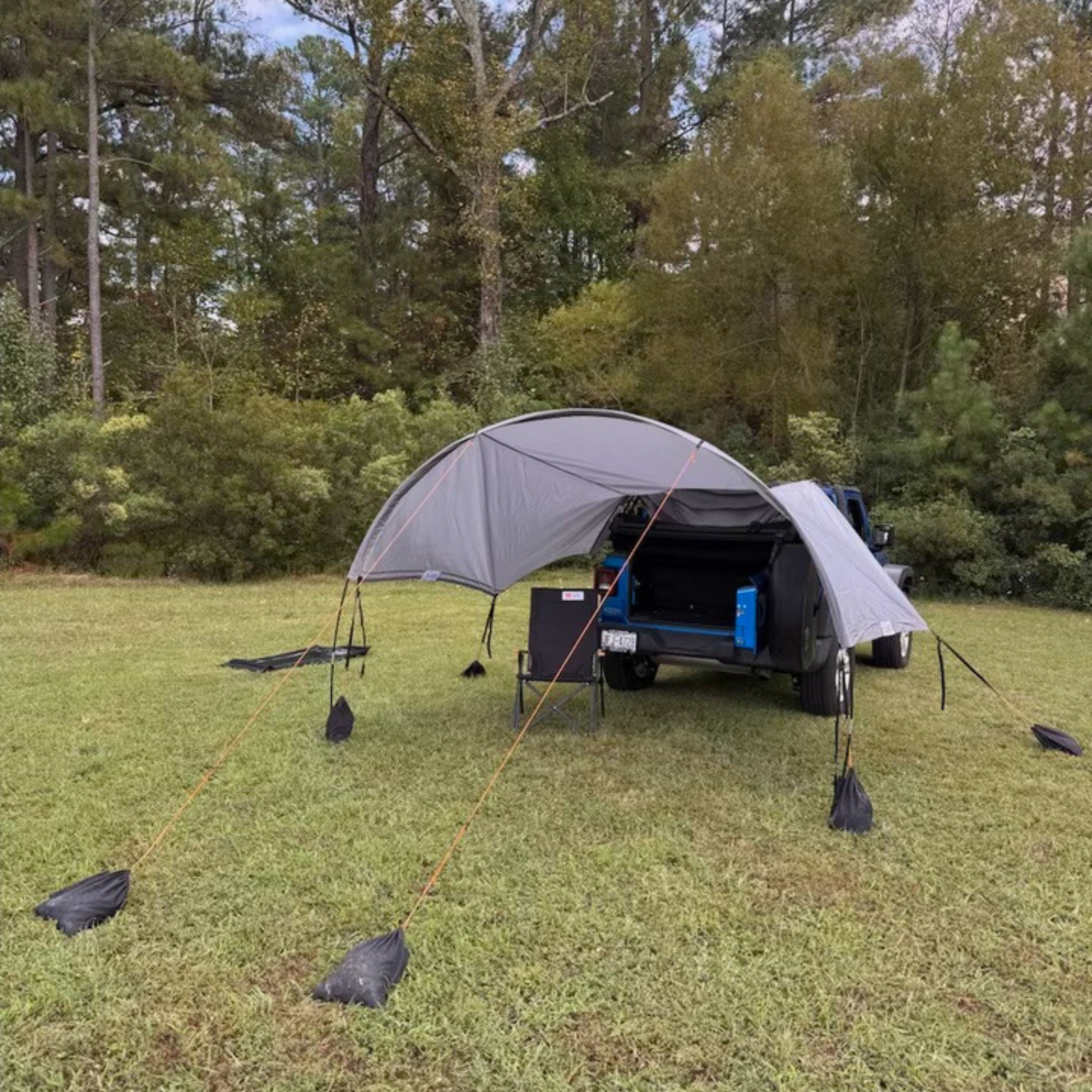 2-in-1 trail cover set up as sun shade on 2-door Jeep Wrangler JK and JL